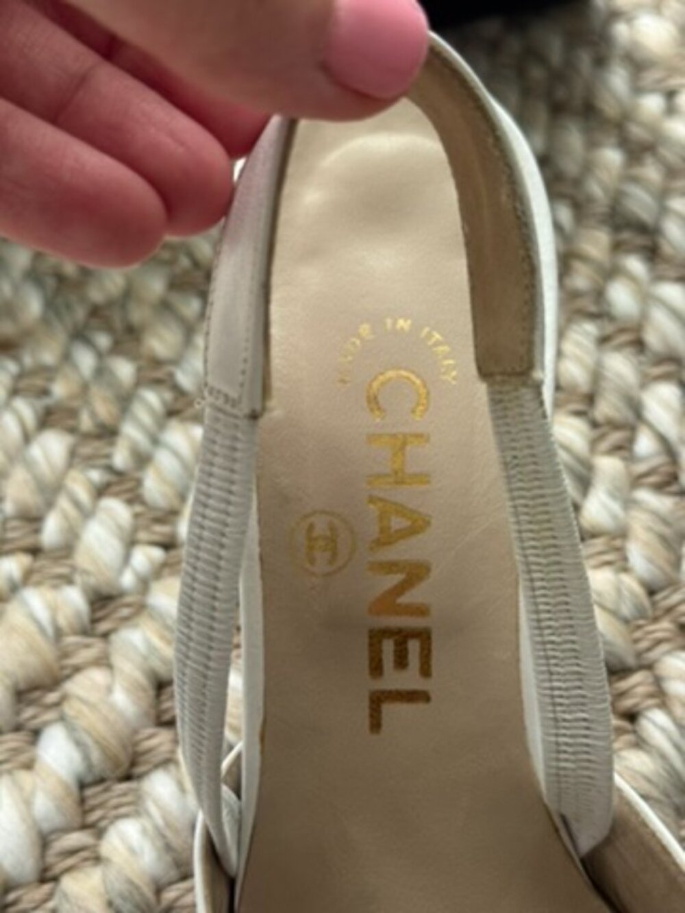 Chanel Vintage Cap-Toe White & Gold Slingback Heels - Picture 12 of 16